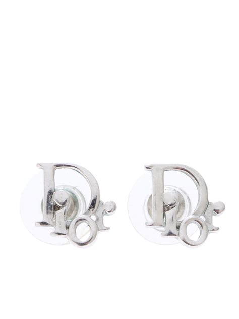 christian dior double stud earrings silver|pre owned Christian Dior earrings.